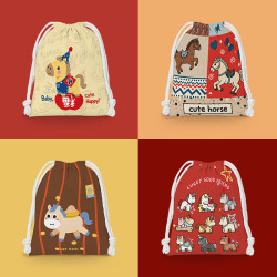 Cute Pony Drawstring Bag Cartoon Small Pouch Student Miscellaneous Storage Bag Cosmetic Bag Toiletry Bag