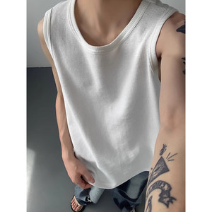 300*0.5kg Men's Walf Sleeveless Vest Men's Summer Summer Tide Advanced White Inner Loose TEE
