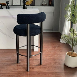 Italian-Style Light Luxury Bar Stool, Modern Stainless Steel Designer Island Stool, Front Desk Bar Stool, Home-Use High Stool with Backrest