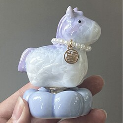 Jingdezhen Crystal Glaze Spinning Horse Desktop Ornament Car Decoration Accessory, Instant Wealth Healing Car Decoration