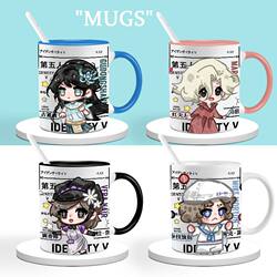 Identity V Antique Shop Red Lady Peripheral Ceramic Mug with Lid and Spoon for Home Use, Drinking Cup, Milk Cup