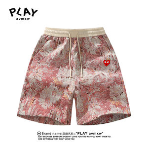 
PLAY AVMXW Official Shorts Summer Couple Style Hawaiian Flower Loose Beach Pants Casual Five-Fifth Pants