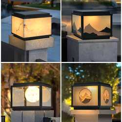 Solar energy headlights modern simple door post lights outdoor courtyard lights Chinese style villa wall garden post lights