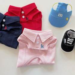 Spring and summer solid color polo shirt puppy thin breathable T-shirt cat vest Teddy two-foot pet clothing