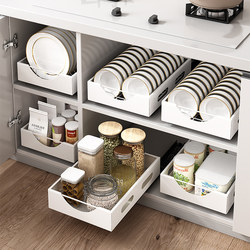 Dish storage rack, kitchen storage rack, multi-functional pull-out basket, household cabinet under-sink condiment bottle storage rack