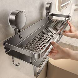 Suction Cup Bathroom Shelf, No-Drill Wall-Mounted Toilet Washbasin Storage Rack for Bathroom and Shower Room