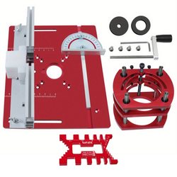 Woodworking-Specific Electric Wood Router with Adjustable Height, Inverted Base, Trimming Machine, Small Router, Chamfering, Slotting, Mortising Router Table, Red and Blue