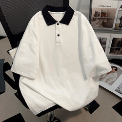 American-Style High-End White Design Pure Cotton Polo Shirt, Comfortable and Cool, ins Men's and Women's Short-Sleeved Summer Couple Wear T-Shirt