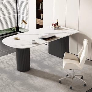 
Light luxury rock slab desk office boss table durable rock slab simple computer table home small apartment dining table table chair