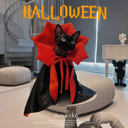 Cat Vampire Count Cape, Small Dog Stand-Up Collar Cloak, Pet Photo Costume, Dress-Up Clothing