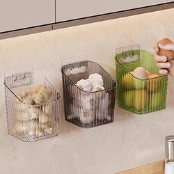Storage Box Wall-Mounted Punch-Free Kitchen Storage Rack Ginger Garlic Seasoning Storage Basket Transparent Multi-Functional
