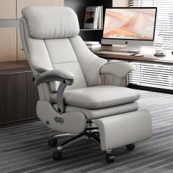 Gujiang Electric Executive Chair Office Leather Reclining Chair for Nap, Business Light Luxury High-End Genuine Leather Computer Chair