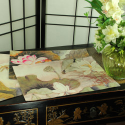 Chinese placemat mahogany table decoration suede velvet lotus bowl mat tea coaster insulation mat tableware mat plate mat