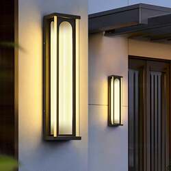 Modern simple outdoor wall lamp small courtyard villa door on both sides of the outdoor waterproof solar courtyard pillar long wall lamp