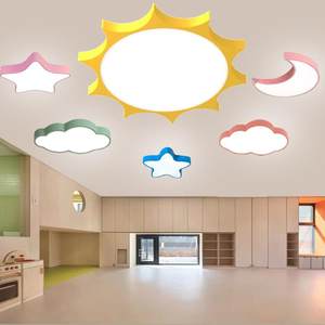 Kindergarten cartoon chandeliers sun stars cloud shape lamp classroom aisle hall mother and baby store children's ceiling light
