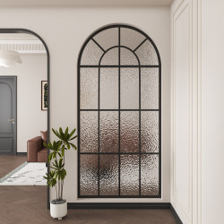 French Cream Style Home Iron Art Retro Water Ripple Changhong Glass Partition Screen American Arched Living Room Decoration