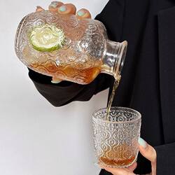 【One Pot, One Cup】Begonia Flower Glass Cold Water Pitcher ins Stylish and Beautiful Teapot Juice Cup Glass Cup Water Pitcher