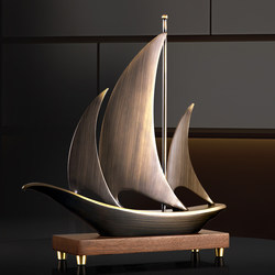 Office Company Opening Gift, Smooth Sailing Copper Sailboat Ornament, High-End Decoration for Leaders and Bosses