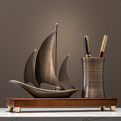 Smooth Sailing Sailboat Ornament, Office Gift for Leaders and Bosses, Desk Pen Holder, High-End and Luxurious Men's Gift