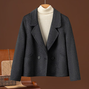 
2025 Autumn and Winter New Double-sided Cashmere Coat Women's Short Suit Collar Simple Fashion Small Woolen Coat