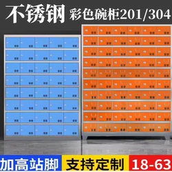 Stainless Steel Colorful Canteen Cupboards, Multi-Door Multi-Compartment Lunch Box Cabinets for School Staff, Cutlery Cabinets, Restaurant Staff Storage Cabinets