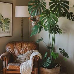 Monstera Artificial Green Plant High-End Light Luxury Living Room Office Bionic Plant Potted Floor-Standing Ornament Decorative Fake Tree