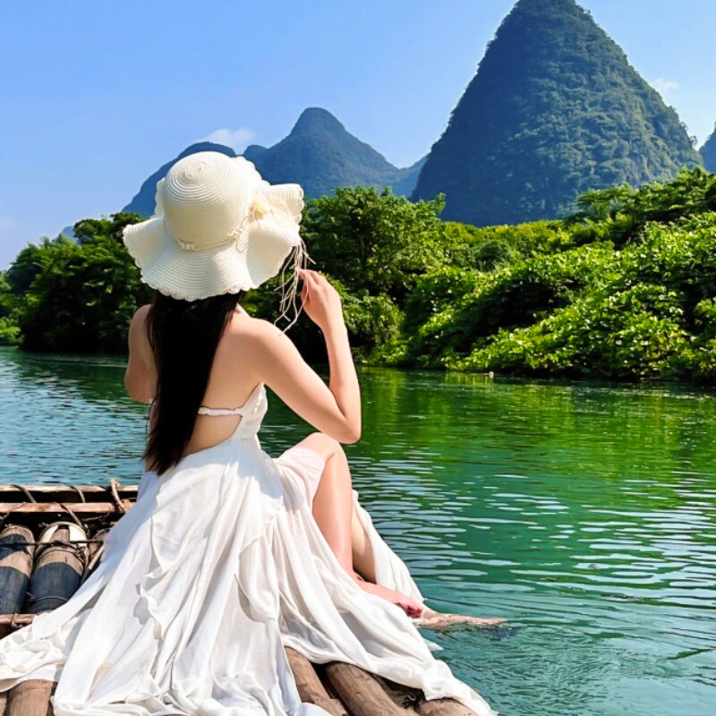 桂林旅游阳朔一日游遇龙河竹筏纯玩小团包车私家可选亲子漂流