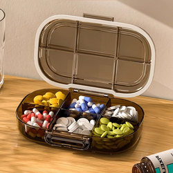 Japanese Food-Grade Pill Box, Portable and Suitable for Carrying Around, Large-Capacity Pill Organizer for Seven Days a Week, Sealed and Moisture-Proof Storage Box