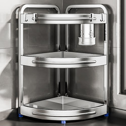 304 Stainless Steel Kitchen Condiment Storage Rack Countertop Triangular Corner Multi-Functional Wall Corner Storage Rack