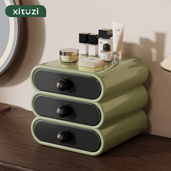 Vintage-Style Cosmetic Storage Box for Desktop, High-End Dressing Table Dust-Proof Skincare and Lipstick Organizer