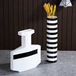 Nordic simple black art ceramic flowerpot, fashionable and modern ceramic fruit plate storage vase, soft furnishing home