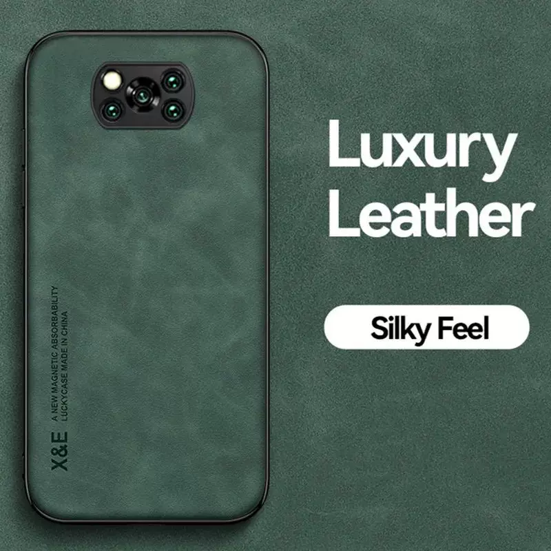 For Xiaomi Poco X3 Pro Case Leather Car Magnetic Holder Back