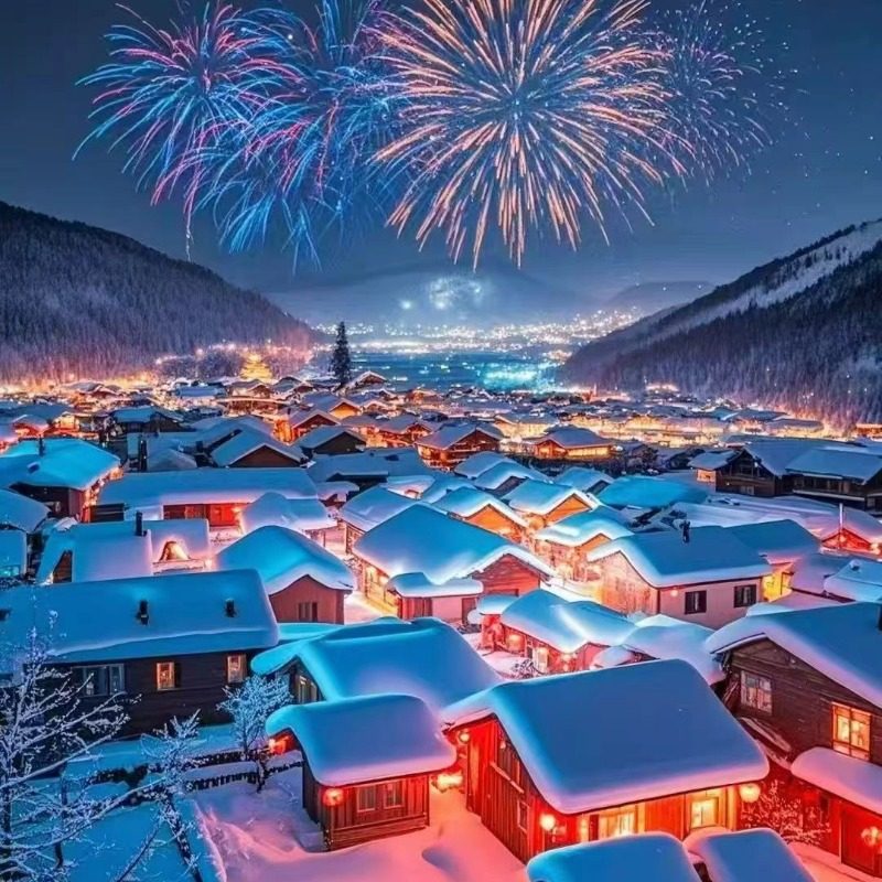 含机票东北长白山旅游雪乡镜泊湖横道河子亚布力滑雪6天5晚16人团