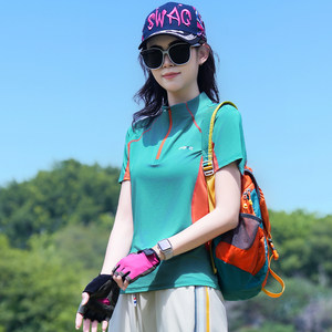 
Outdoor ice silk light and breathable quick-drying clothes for women in summer simple and fashionable running sports casual slim short-sleeved T-shirt