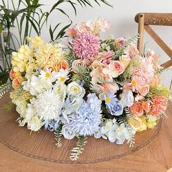 Big Sale! Rose Hydrangea Artificial Flower Fake Flower Living Room Dining Table Decoration Plastic Flower Photo Prop Set
