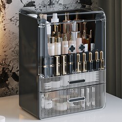 German Imported Cosmetics Storage Box Lipstick Makeup Brush Skin Care Product Storage Rack Dressing Table Double Door Makeup Box