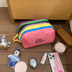 Dopamine Color Alpaca Toiletry Bag Waterproof Portable Color-Blocking Multifunctional Clutch Travel Makeup Storage Bag for Women