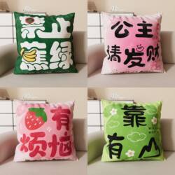 Dopamine Cute Inspirational Text Pillow Sofa Headboard Decorative Cushion Car Office Backrest Pillow Removable and Washable