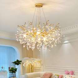 Light luxury crystal chandelier, luxurious and atmospheric living room, French villa, luxury branch bedroom, restaurant, creative branch chandelier