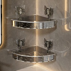 Japanese Transparent Bathroom Corner Shelf, No-Drill Wall-Mounted Storage Rack for Toilet and Washbasin