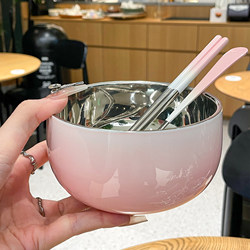 【High-Quality Personal Use from the Boss Lady】Stainless Steel Rice Bowl, Personal Soup Bowl and Chopsticks Set, Single-Person Tableware Set