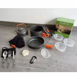 Small teapot combination set e pot camping combination set pot tableware portable outdoor cookware pot hard and softened