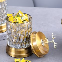 European transparent ceramic cover glass jar candy jar creative wedding decoration bottle ornaments kitchen grain storage jar bottle