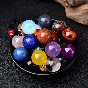 Natural wafer ball 2cm ornaments white purple powder yellow -red crystal original stone home office DIY children's handmade jewelry