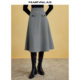 Mandes retro black and white plaid skirt 2025 spring and autumn new high-waist worsted wool classic A-spoke skirt