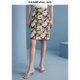 Mandes French retro high-waisted skirt 2025 summer new elastic romantic oil painting printed hip-packing skirt