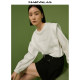 Mandesy solid color sweatshirt for women 2025 autumn suit pullover shape folded shoulder long sleeve simple drawstring round neck top