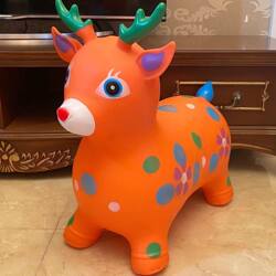 Children's Inflatable Jumping Horse, Enlarged and Thickened, Stable Deer Ride-On Horse, Musical Baby Cartoon Unicorn Toy
