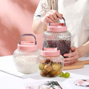 
Glass pickle jar sealed jar with lid pickle jar household thickened pickle jar food grain storage jar