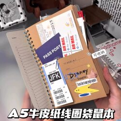 Xiaohongshu-Style A5 Kraft Paper Kangaroo Notebook Material Storage Notebook Travel Ticket Storage Document Bag